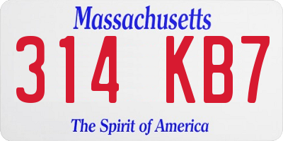 MA license plate 314KB7