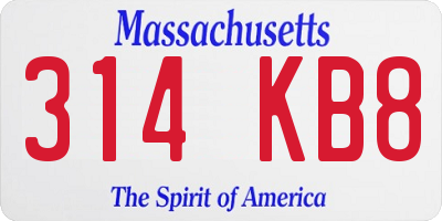 MA license plate 314KB8