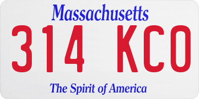 MA license plate 314KC0