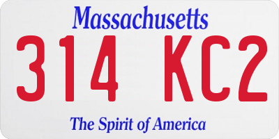 MA license plate 314KC2