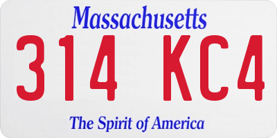 MA license plate 314KC4