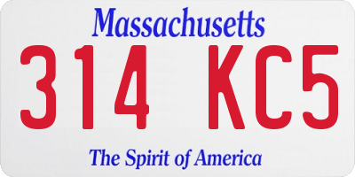 MA license plate 314KC5