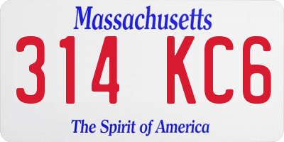 MA license plate 314KC6