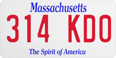 MA license plate 314KD0