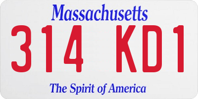 MA license plate 314KD1