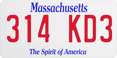 MA license plate 314KD3