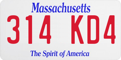 MA license plate 314KD4