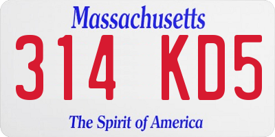 MA license plate 314KD5