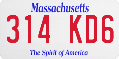 MA license plate 314KD6