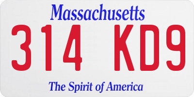 MA license plate 314KD9