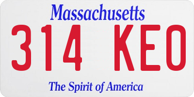 MA license plate 314KE0