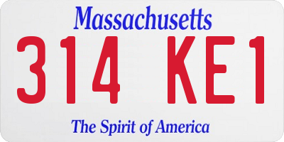MA license plate 314KE1