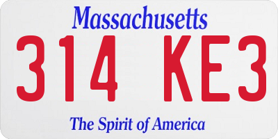 MA license plate 314KE3
