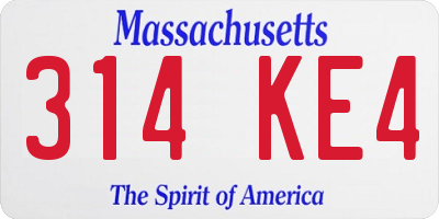MA license plate 314KE4