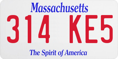 MA license plate 314KE5