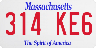 MA license plate 314KE6