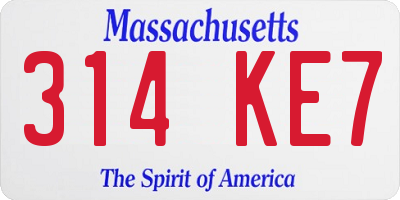 MA license plate 314KE7