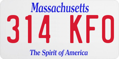 MA license plate 314KF0