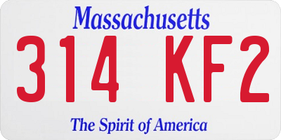 MA license plate 314KF2