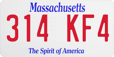 MA license plate 314KF4