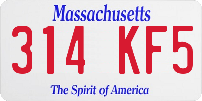 MA license plate 314KF5