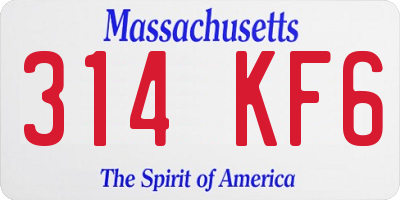 MA license plate 314KF6