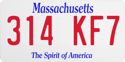 MA license plate 314KF7