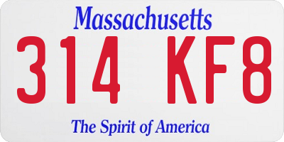 MA license plate 314KF8