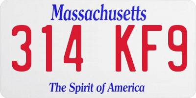 MA license plate 314KF9
