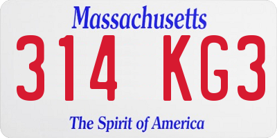 MA license plate 314KG3