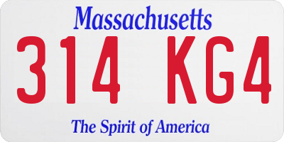 MA license plate 314KG4