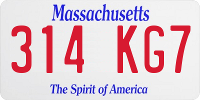 MA license plate 314KG7