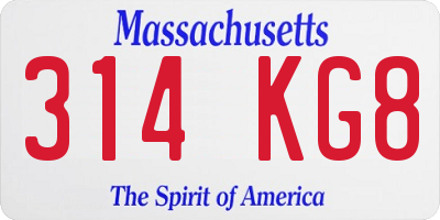 MA license plate 314KG8