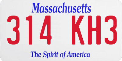 MA license plate 314KH3