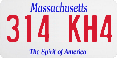 MA license plate 314KH4
