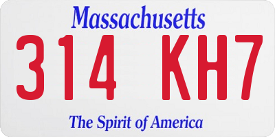 MA license plate 314KH7