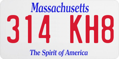 MA license plate 314KH8