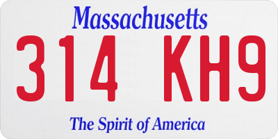 MA license plate 314KH9