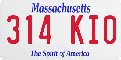 MA license plate 314KI0
