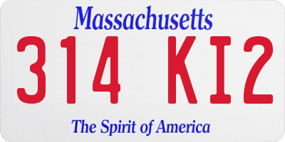 MA license plate 314KI2