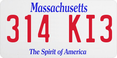 MA license plate 314KI3
