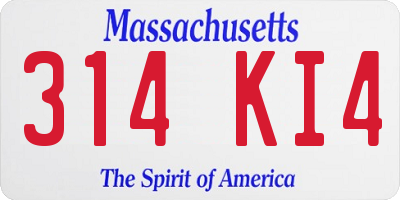 MA license plate 314KI4