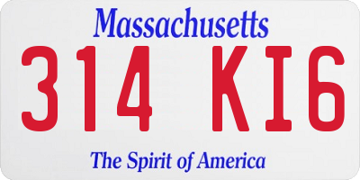 MA license plate 314KI6