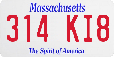 MA license plate 314KI8