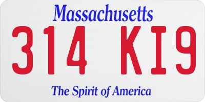 MA license plate 314KI9