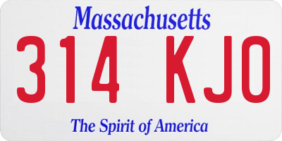 MA license plate 314KJ0
