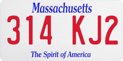MA license plate 314KJ2