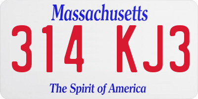 MA license plate 314KJ3