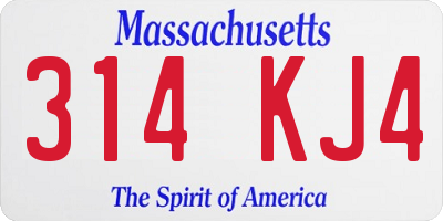 MA license plate 314KJ4