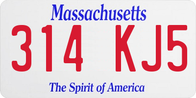 MA license plate 314KJ5
